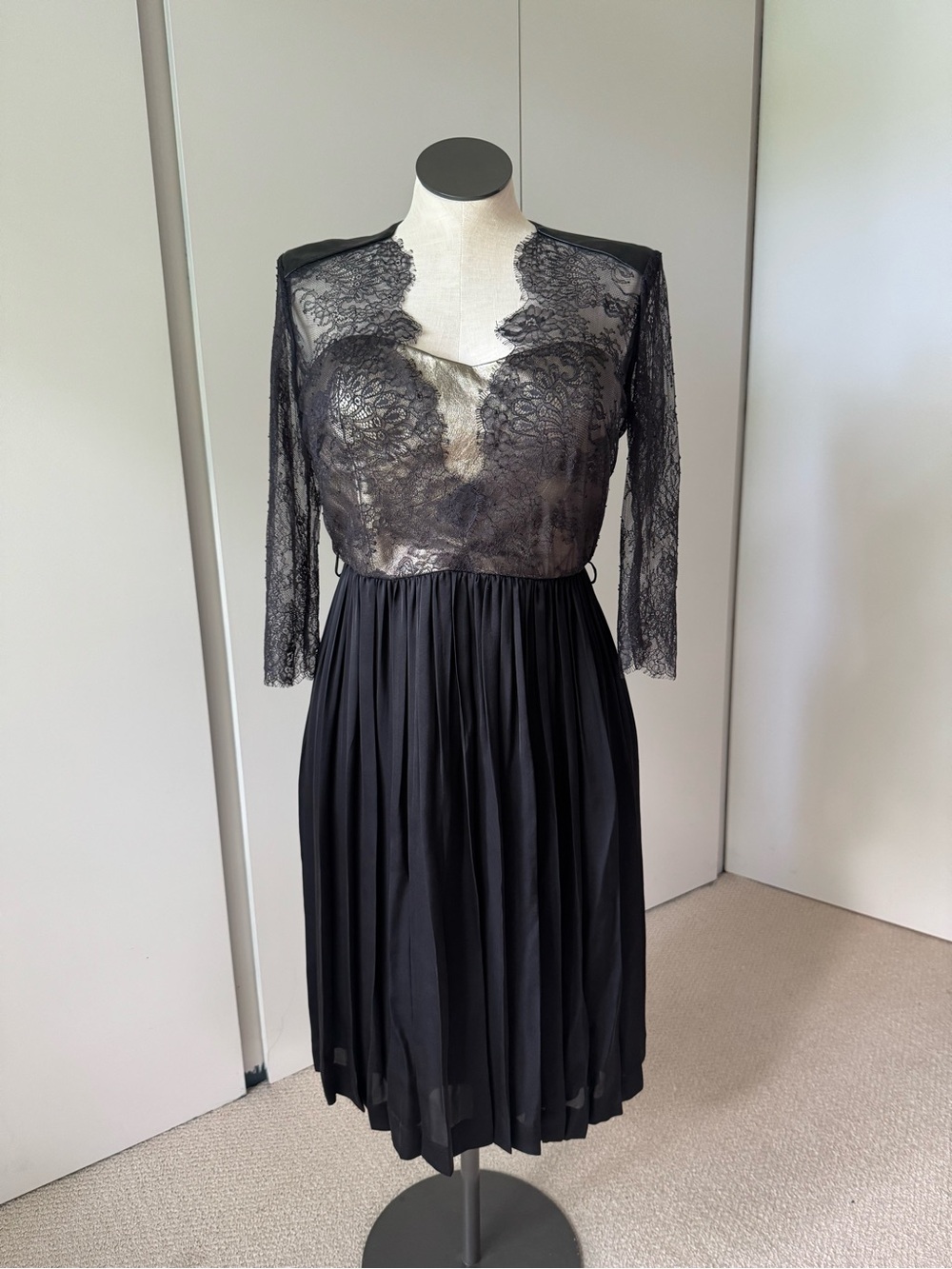 Catherine Deane Lace Leather Silk Dress 12